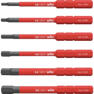 Bitset WIHA slimBit electric Sleufkop, 6-delig