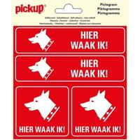 Sticker Hier waak ik ! - 150x150 mm 4 stuks. - thumbnail