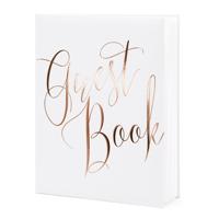 Gastenboek wit rose gold letters - thumbnail