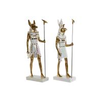 Decoratieve figuren Home ESPRIT Wit Gouden Hars Orientaals Egyptenaar 7 x 11,5 x 36 cm (2 Stuks) - thumbnail