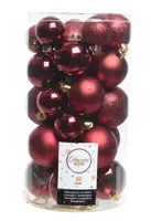 Decoris kerstballen set Plastic 30st Ossenbloed 4-5-6cm - thumbnail