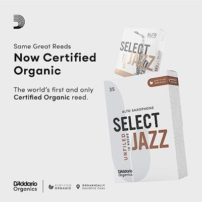 D&apos;Addario Woodwinds ORRS10ASX2S Organic Select Jazz Altsaxofoonriet, 2 Soft, 10-pack, Unfiled