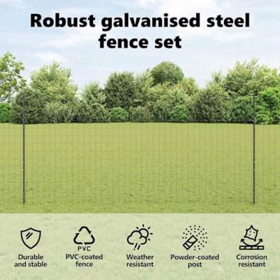 VidaXL Hek met paal grijs 1,4 x 10 m staal en pvc