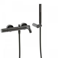 Badmengkraan Tres Study Exclusive Rond met Omstel en Handdoucheset met Staafhanddouche Metallic Zwart Tres - thumbnail