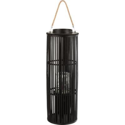 J-Line lantaarn tube bamboe zwart 80 cm | 2 stuks
