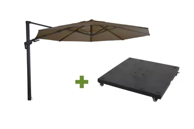 Grote Zweefparasol VirgoFlex Taupe 3,5m met verrijdbare 90kg voet