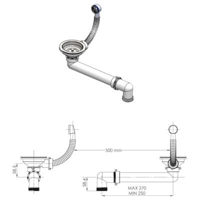 VidaXL Gootsteen enkele bak graniet beige