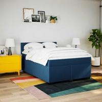 Boxspring met matras stof blauw 140x190 cm - thumbnail