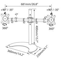 Techly Desk Stand for 2 Monitor 13-27 with Base h.400m ICA-LCD 3410 27 Vrijstaand Zwart - thumbnail