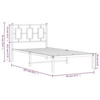 Bedframe met hoofdbord metaal zwart 90x200 cm - thumbnail