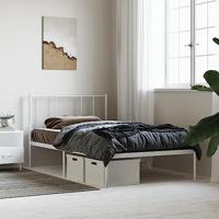 Bedframe met hoofdbord metaal wit 80x200 cm - thumbnail