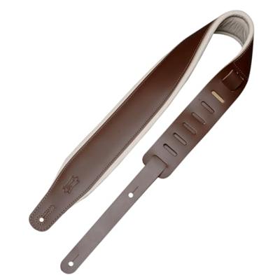 Levys Leathers M26PD-BRN gevoerde lederen gitaarband - bruin en crème
