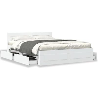 Bedframe met hoofdeinde bewerkt hout wit 150x200 cm