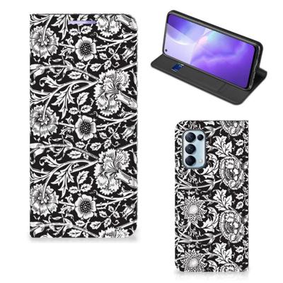 OPPO Find X3 Lite Smart Cover Black Flowers OPPO Find X3 Lite Smart Cover Black Flowers