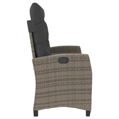 Tuinbankje verstelbaar met kussens poly rattan grijs
