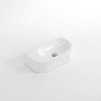 QeramiQ Blend Fontein - 40x22x12cm - Geribbeld - halfrond - zonder kraangat - Keramiek - Wit Glans SW1210754 - thumbnail