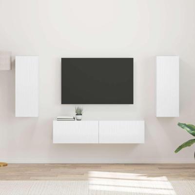 Tv-meubelset Wandgemonteerd 2 pcs Hoogglans wit Bewerkt hout