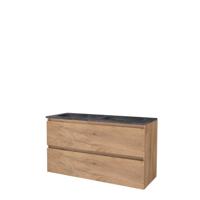Basic-Line Start 46 Badkamermeubelset - 120 x 46 cm - Greeploos - 2 Lades - Hardstenen Wastafel - 2 Kraangaten - Whisky Oak - thumbnail