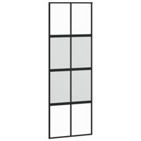 Schuifdeur 76x205 cm gehard glas en aluminium zwart - thumbnail