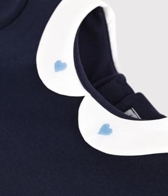 Korte mouwen katoenen kinderjurk PETIT BATEAU marineblauw