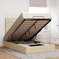 Ottoman bed met matras 80x200cm stof crèmekleurig - thumbnail