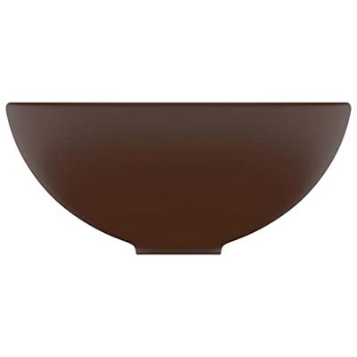 VidaXL Wastafel rond 32,5x14 cm keramiek mat donkerbruin