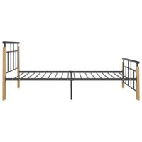 Bedframe metaal en massief eikenhout 90x200 cm - thumbnail