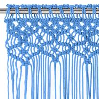 VidaXL Gordijn macramé 140x240 cm katoen blauw - thumbnail
