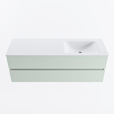 MONDIAZ VICA 140cm badmeubel onderkast Greey 2 lades. Wastafel CLOUD rechts zonder kraangat, kleur Talc.