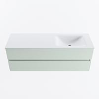 MONDIAZ VICA 140cm badmeubel onderkast Greey 2 lades. Wastafel CLOUD rechts zonder kraangat, kleur Talc. - thumbnail