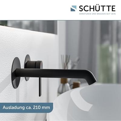 Schutte LOS ANGELES Wastafelkraan | Mat zwart | Voor wandmontage - 33166