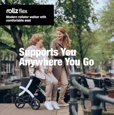 Rollz Flex 2 rollator classic (7,4 kg) | Rollator met grote boodschappentas | Matt Black | Lichtgewicht rollator | 3010RF0012 - thumbnail