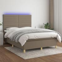 Boxspring met matras en LED stof taupe 140x190 cm - thumbnail