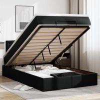 Ottoman bed met matras 120x190 cm kunstleer zwart - thumbnail