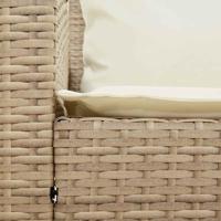 Tuinbank 5-zits met kussens poly rattan beige - thumbnail