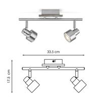 Light depot - LED opbouwspot Drift 2 lichts - 35,5 cm - mat staal - Outlet - thumbnail