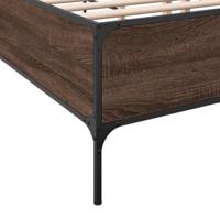 Bedframe bewerkt hout metaal bruin eikenkleur 140x200 cm - thumbnail