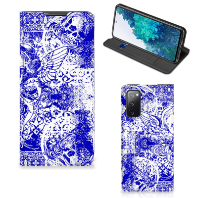 Mobiel BookCase Samsung Galaxy S20 FE Angel Skull Blauw