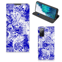Mobiel BookCase Samsung Galaxy S20 FE Angel Skull Blauw - thumbnail