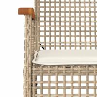 3-delige Bistroset met kussens poly rattan en acaciahout beige - thumbnail