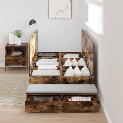 Opbergbedframe Gerookt eiken 236.5 x 80 x 31.5 cm Bewerkt hout