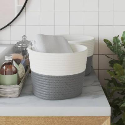 VidaXL Opbergmanden 2 st ø 24x18 cm katoen grijs en wit VidaXL Opbergmanden 2 st ø 24x18 cm katoen grijs en wit