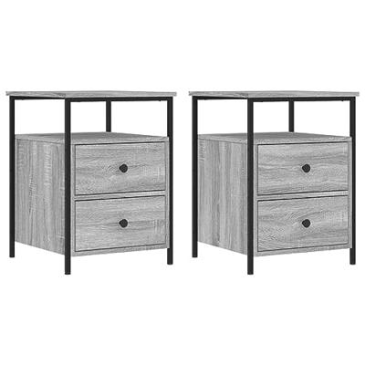 Nachtkastjes 2 st 44x45x60 cm bewerkt hout grijs sonoma eiken