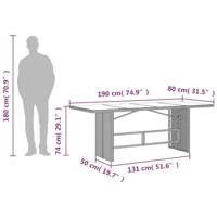 Tuintafel met glazen blad 190x80x74 cm poly rattan bruin - thumbnail