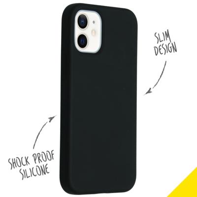 Accezz Liquid Silicone Backcover iPhone 12 Mini Telefoonhoesje Zwart