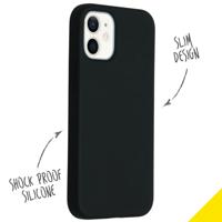 Accezz Liquid Silicone Backcover iPhone 12 Mini Telefoonhoesje Zwart - thumbnail