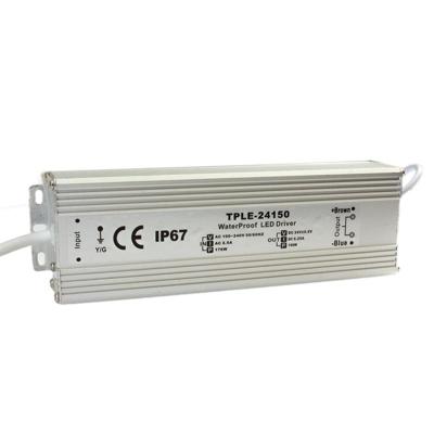 150 watt - 24v / 6.25a waterdichte adapter voor led strips
