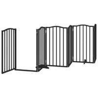 Hondenhek inklapbaar 15 panelen 750 cm populierenhout zwart - thumbnail