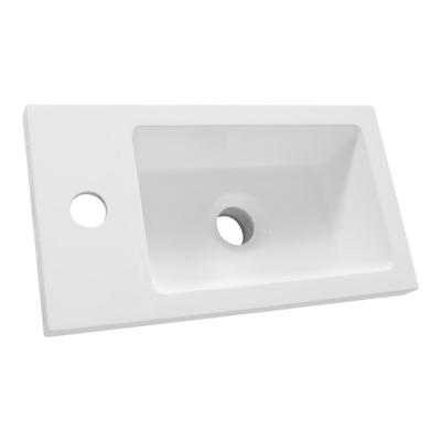 Brauer Solar Slim Opbouw Fontein - 40 cm - met 1 Kraangat - Links/Rechts Plaatsbaar - Mineraalmarmer - Zijdeglans Wit