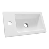 Brauer Solar Slim Opbouw Fontein - 40 cm - met 1 Kraangat - Links/Rechts Plaatsbaar - Mineraalmarmer - Zijdeglans Wit - thumbnail